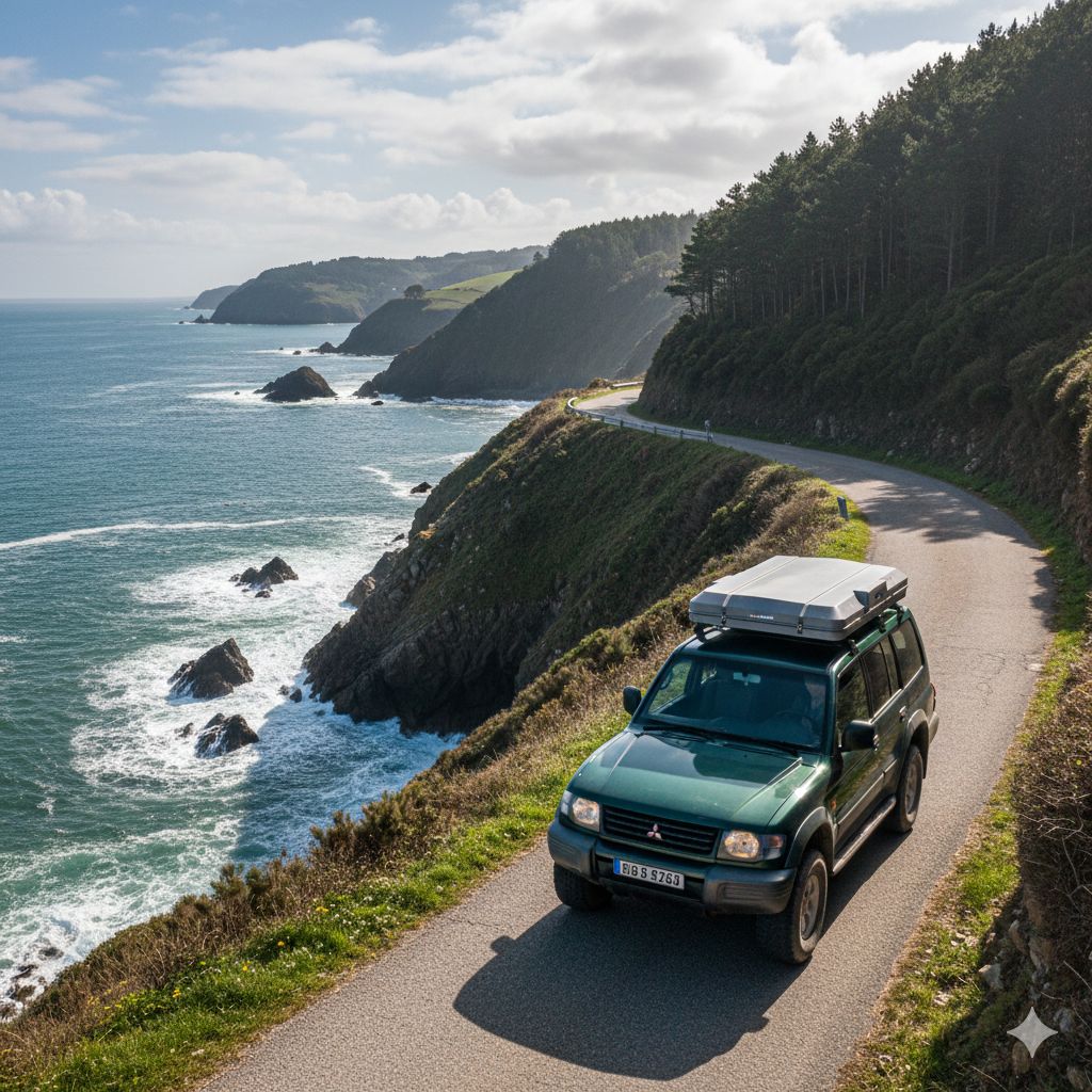 vehiculo overland circulando por la costa atlantica